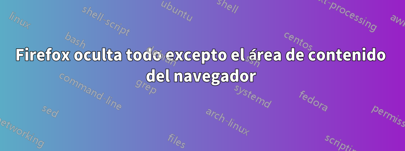 Firefox oculta todo excepto el área de contenido del navegador