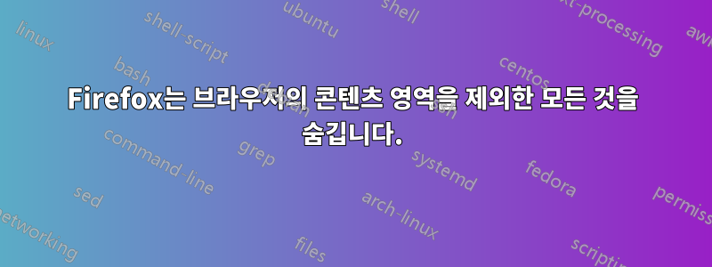 Firefox는 브라우저의 콘텐츠 영역을 제외한 모든 것을 숨깁니다.