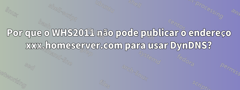 Por que o WHS2011 não pode publicar o endereço xxx.homeserver.com para usar DynDNS?