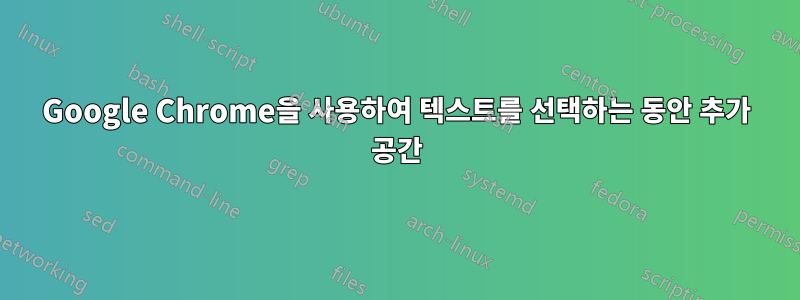 Google Chrome을 사용하여 텍스트를 선택하는 동안 추가 공간