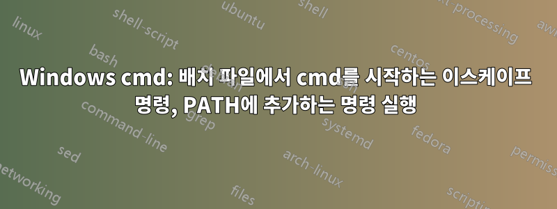 Windows cmd: 배치 파일에서 cmd를 시작하는 이스케이프 명령, PATH에 추가하는 명령 실행