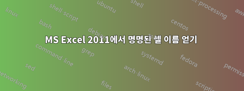 MS Excel 2011에서 명명된 셀 이름 얻기