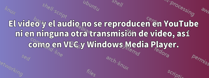 El video y el audio no se reproducen en YouTube ni en ninguna otra transmisión de video, así como en VLC y Windows Media Player.