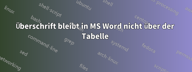 Überschrift bleibt in MS Word nicht über der Tabelle