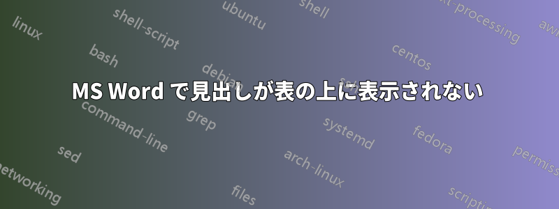 MS Word で見出しが表の上に表示されない