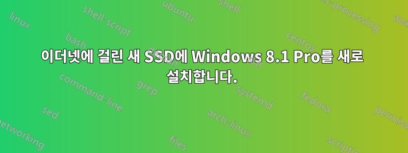 이더넷에 걸린 새 SSD에 Windows 8.1 Pro를 새로 설치합니다.