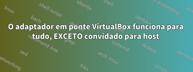 O adaptador em ponte VirtualBox funciona para tudo, EXCETO convidado para host