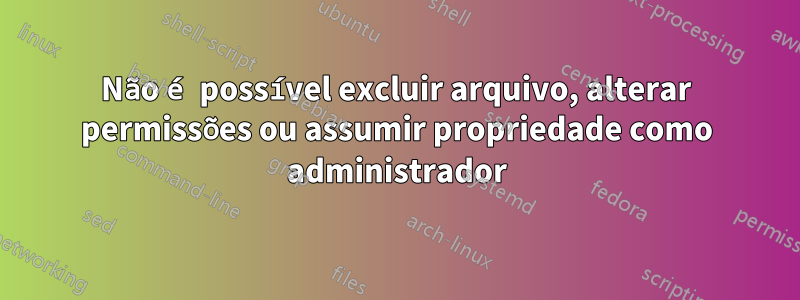 Não é possível excluir arquivo, alterar permissões ou assumir propriedade como administrador