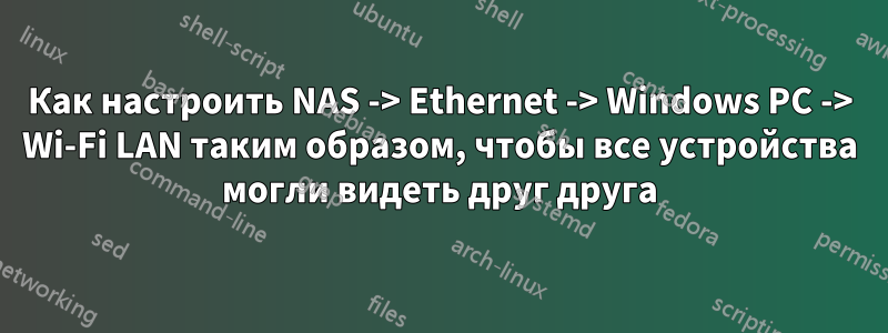 Как настроить NAS -> Ethernet -> Windows PC -> Wi-Fi LAN таким образом, чтобы все устройства могли видеть друг друга