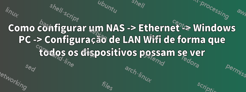 Como configurar um NAS -> Ethernet -> Windows PC -> Configuração de LAN Wifi de forma que todos os dispositivos possam se ver