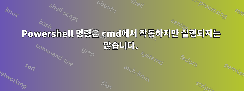 Powershell 명령은 cmd에서 작동하지만 실행되지는 않습니다.