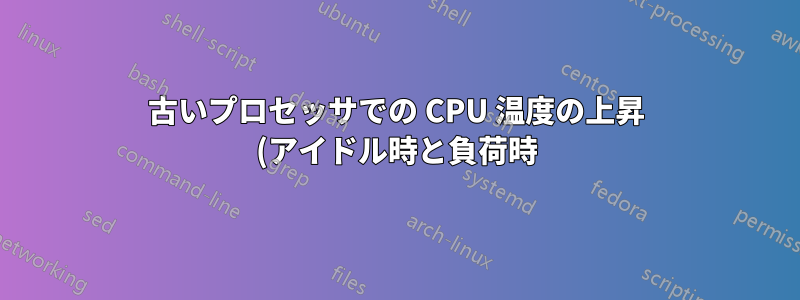 古いプロセッサでの CPU 温度の上昇 (アイドル時と負荷時)