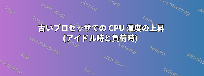 古いプロセッサでの CPU 温度の上昇 (アイドル時と負荷時) 