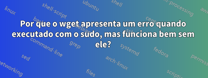 Por que o wget apresenta um erro quando executado com o sudo, mas funciona bem sem ele?