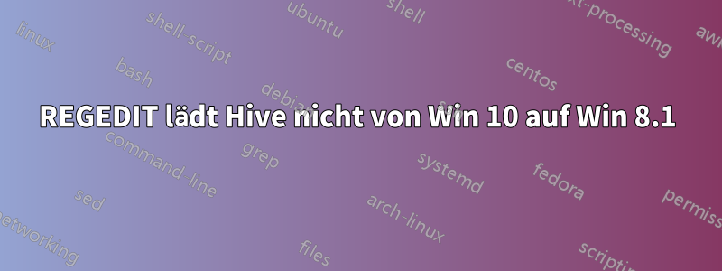 REGEDIT lädt Hive nicht von Win 10 auf Win 8.1