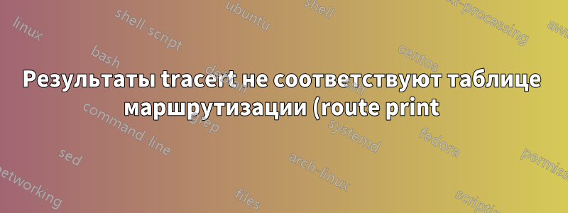 Результаты tracert не соответствуют таблице маршрутизации (route print)