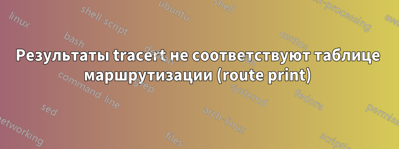 Результаты tracert не соответствуют таблице маршрутизации (route print)