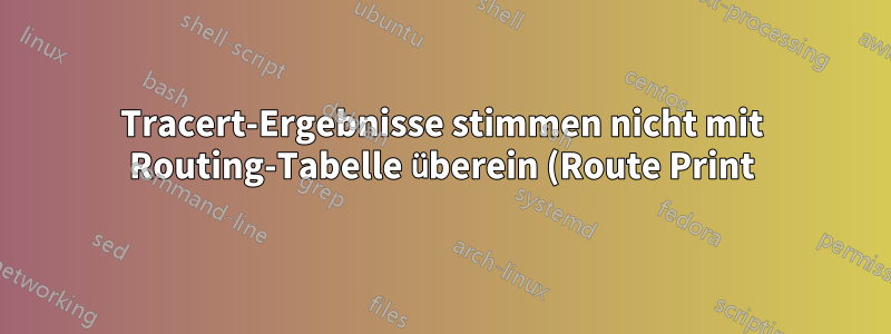 Tracert-Ergebnisse stimmen nicht mit Routing-Tabelle überein (Route Print)