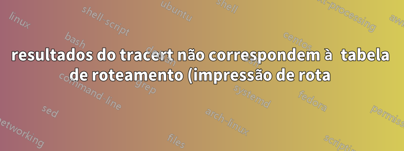 resultados do tracert não correspondem à tabela de roteamento (impressão de rota)