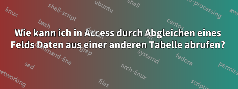 Wie kann ich in Access durch Abgleichen eines Felds Daten aus einer anderen Tabelle abrufen?