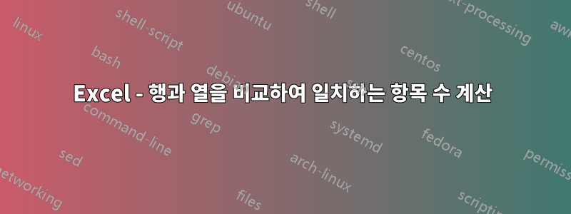 Excel - 행과 열을 비교하여 일치하는 항목 수 계산