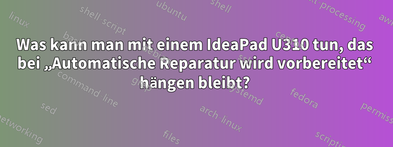 Was kann man mit einem IdeaPad U310 tun, das bei „Automatische Reparatur wird vorbereitet“ hängen bleibt?