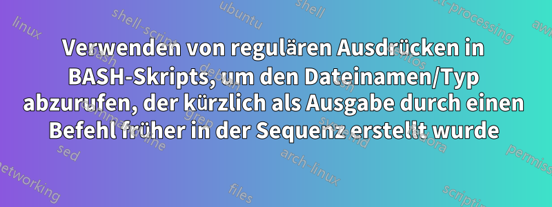 Verwenden von regulären Ausdrücken in BASH-Skripts, um den Dateinamen/Typ abzurufen, der kürzlich als Ausgabe durch einen Befehl früher in der Sequenz erstellt wurde