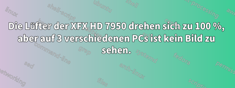 Die Lüfter der XFX HD 7950 drehen sich zu 100 %, aber auf 3 verschiedenen PCs ist kein Bild zu sehen.