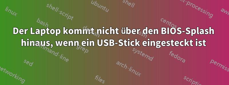 Der Laptop kommt nicht über den BIOS-Splash hinaus, wenn ein USB-Stick eingesteckt ist