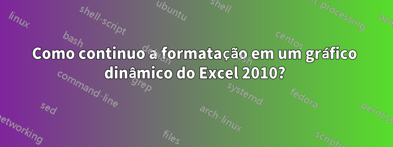 Como continuo a formatação em um gráfico dinâmico do Excel 2010?