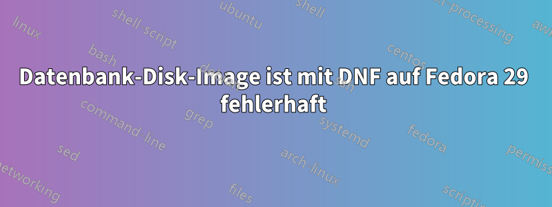 Datenbank-Disk-Image ist mit DNF auf Fedora 29 fehlerhaft