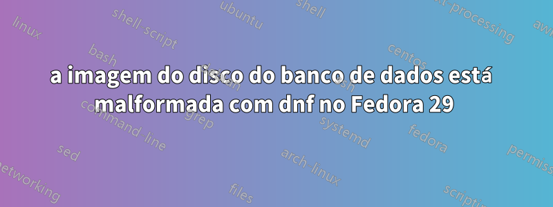 a imagem do disco do banco de dados está malformada com dnf no Fedora 29