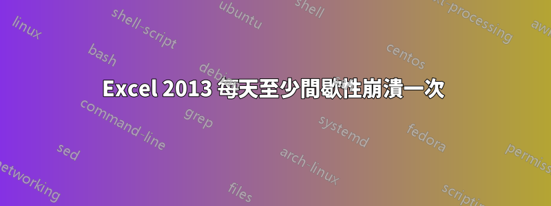 Excel 2013 每天至少間歇性崩潰一次