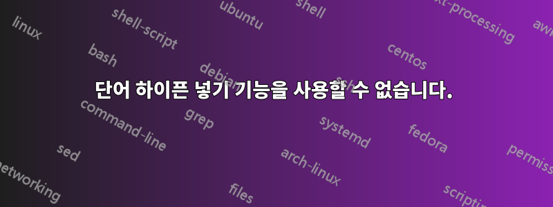 단어 하이픈 넣기 기능을 사용할 수 없습니다.