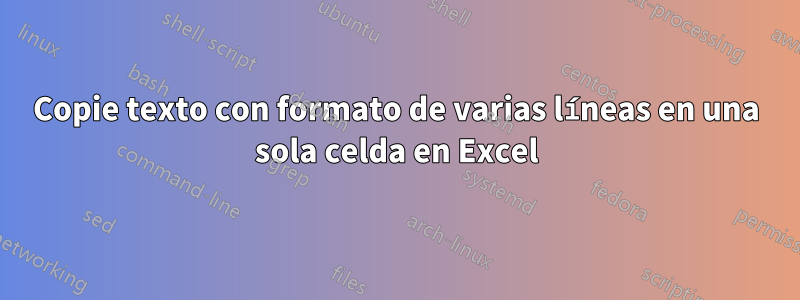 Copie texto con formato de varias líneas en una sola celda en Excel