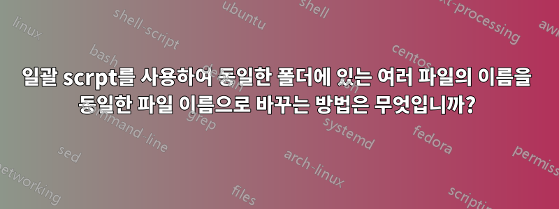 일괄 scrpt를 사용하여 동일한 폴더에 있는 여러 파일의 이름을 동일한 파일 이름으로 바꾸는 방법은 무엇입니까?