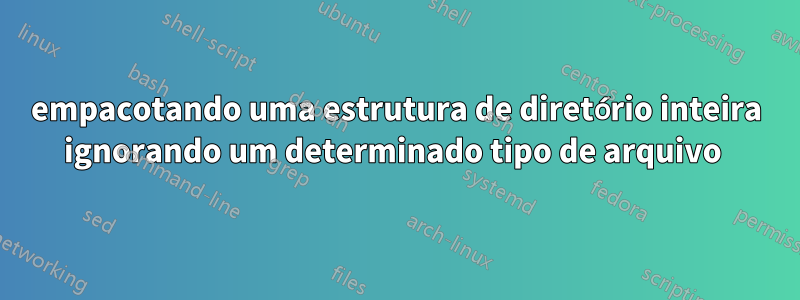 empacotando uma estrutura de diretório inteira ignorando um determinado tipo de arquivo 