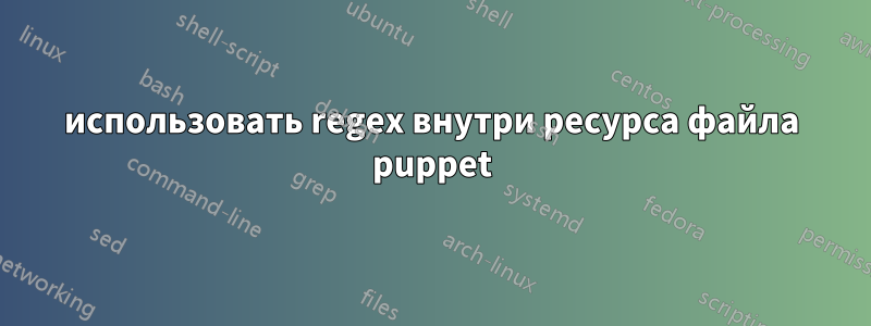 использовать regex внутри ресурса файла puppet