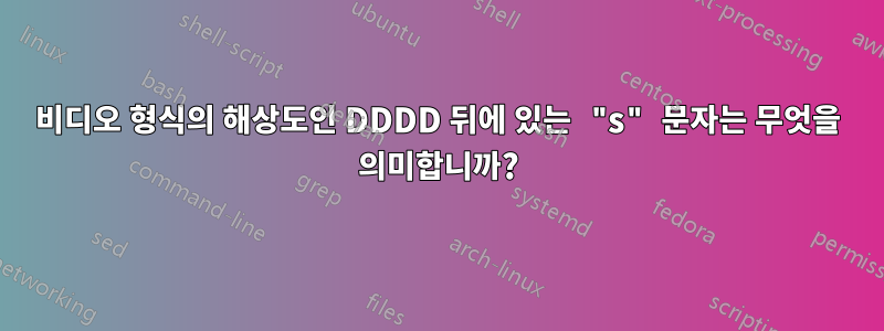 비디오 형식의 해상도인 DDDD 뒤에 있는 "s" 문자는 무엇을 의미합니까?