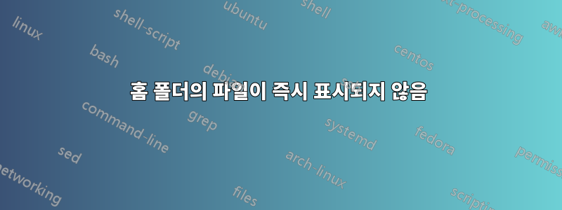 홈 폴더의 파일이 즉시 표시되지 않음