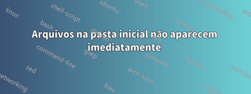 Arquivos na pasta inicial não aparecem imediatamente