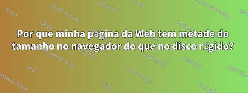 Por que minha página da Web tem metade do tamanho no navegador do que no disco rígido?