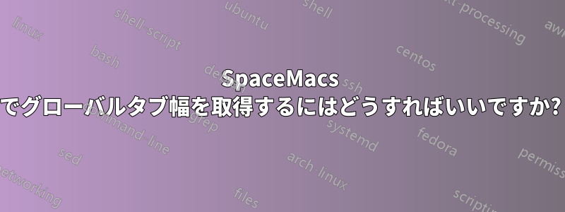 SpaceMacs でグローバルタブ幅を取得するにはどうすればいいですか?