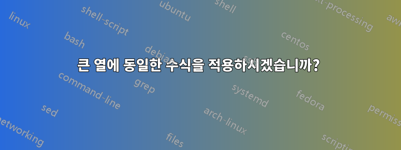 큰 열에 동일한 수식을 적용하시겠습니까?