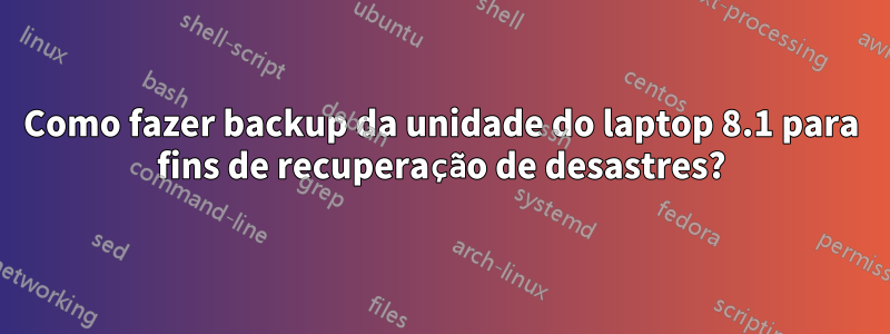 Como fazer backup da unidade do laptop 8.1 para fins de recuperação de desastres?