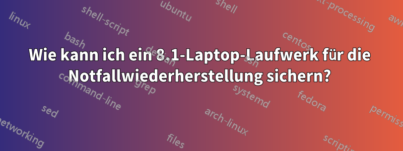 Wie kann ich ein 8.1-Laptop-Laufwerk für die Notfallwiederherstellung sichern?