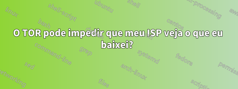 O TOR pode impedir que meu ISP veja o que eu baixei? 