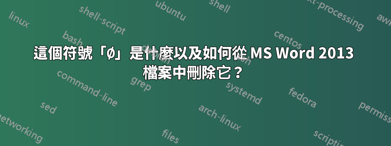這個符號「Ø」是什麼以及如何從 MS Word 2013 檔案中刪除它？