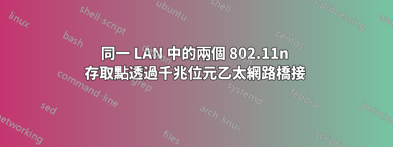 同一 LAN 中的兩個 802.11n 存取點透過千兆位元乙太網路橋接
