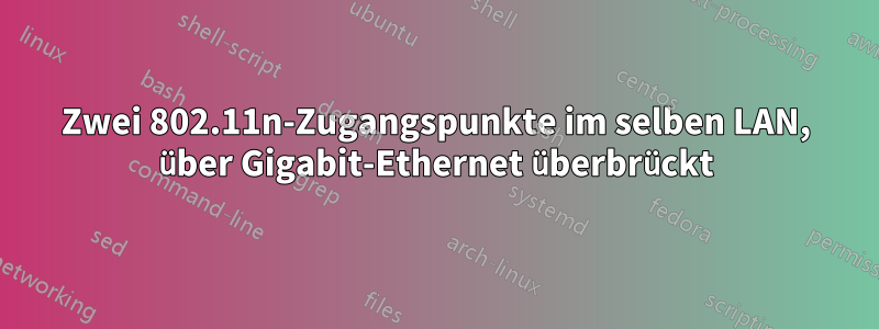 Zwei 802.11n-Zugangspunkte im selben LAN, über Gigabit-Ethernet überbrückt
